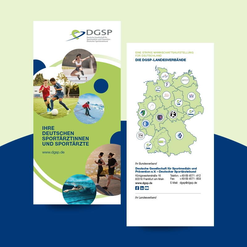 Ansicht eines 8-seitigem DIN Lang Faltblattes für DGSP